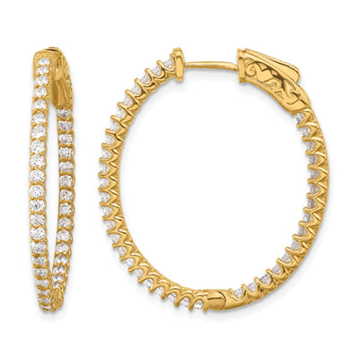 14K In/Out Oval Hoop w/ Safety Clasp Earring