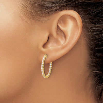 14K In/Out Oval Hoop w/ Safety Clasp Earring