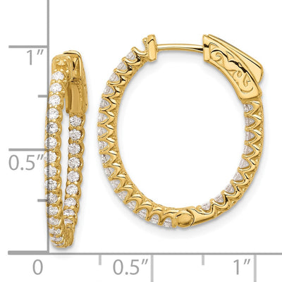 14K In/Out Oval Hoop w/ Safety Clasp Earring