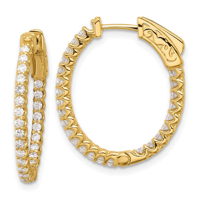 14K In/Out Oval Hoop w/ Safety Clasp Earring
