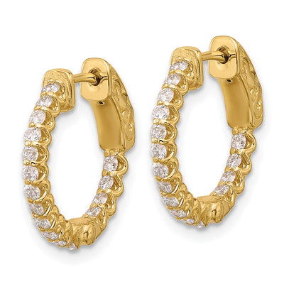 14K . 32-1.7 In/Out Hoop w/ Safety Clasp Diamond Earrings