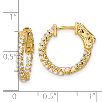 14K . 32-1.7 In/Out Hoop w/ Safety Clasp Diamond Earrings