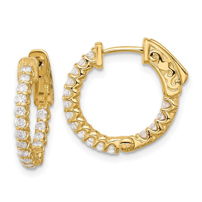 14K . 32-1.7 In/Out Hoop w/ Safety Clasp Diamond Earrings