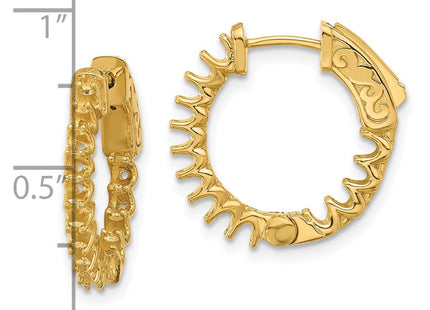 14K gold diamond hoop earrings, alternate view