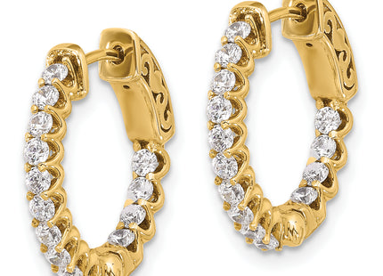 14K . 28- In/Out Hoop w/ Safety Clasp Diamond Earrings, 17.9 x 21mm