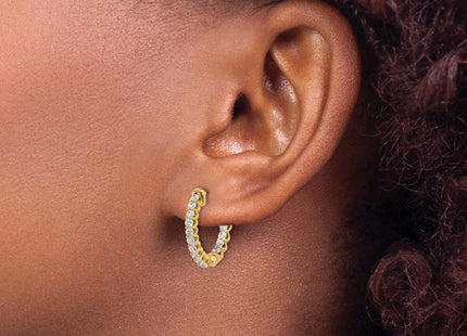 14K . 28- In/Out Hoop w/ Safety Clasp Diamond Earrings, 17.9 x 21mm