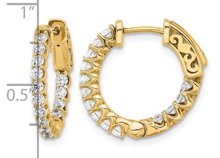 14K . 28- In/Out Hoop w/ Safety Clasp Diamond Earrings, 17.9 x 21mm