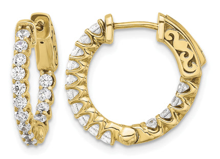 14K . 28- In/Out Hoop w/ Safety Clasp Diamond Earrings, 17.9 x 21mm