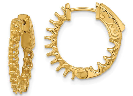 14K gold diamond hoop earrings