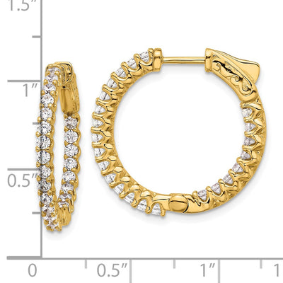14K In/Out Hoop w/ Safety Clasp Diamond Earrings
