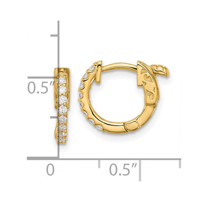 14K . Round Hoop w/ Safety Clasp Diamond Earrings