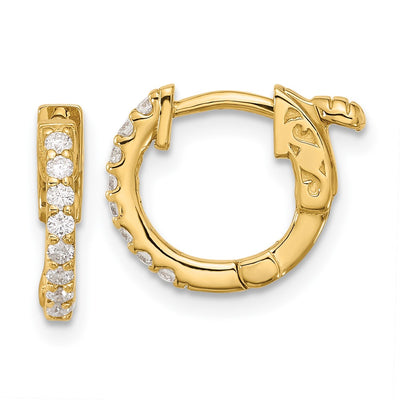 14K . Round Hoop w/ Safety Clasp Diamond Earrings