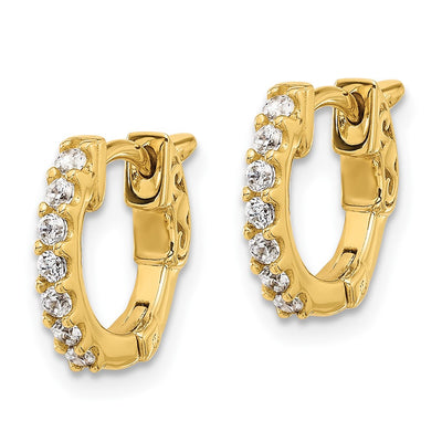 14K . Round Hoop w/ Safety Clasp Diamond Earrings