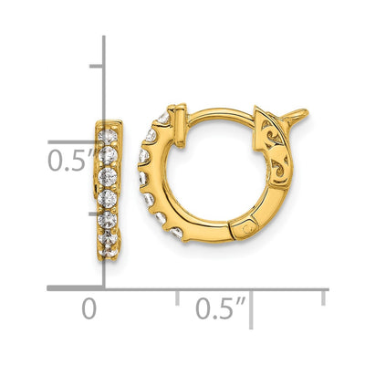 14K . Round Hoop w/ Safety Clasp Diamond Earrings