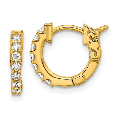 14K . Round Hoop w/ Safety Clasp Diamond Earrings