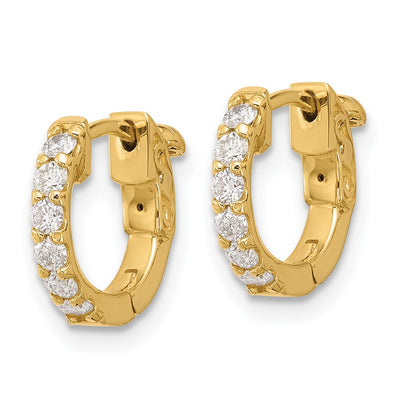 14K . Round Hoop w/ Safety Clasp Diamond Earrings