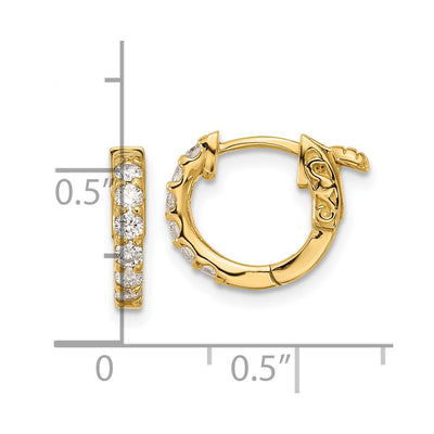 14K . Round Hoop w/ Safety Clasp Diamond Earrings