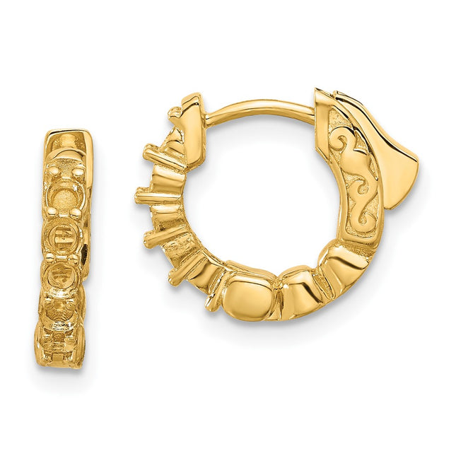 14K . 10- Round Hoop w/ Safety Clasp Earring Mountings, 12.1 x 2.25mm