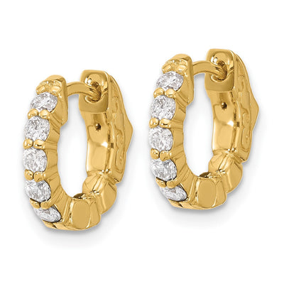 14K Round Hoop w/ Safety Clasp Diamond Earrings