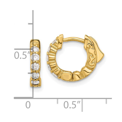 14K Round Hoop w/ Safety Clasp Diamond Earrings