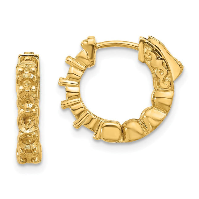 14K . 10- Round Hoop w/ Safety Clasp Earring Mountings, 14.5 x 3mm