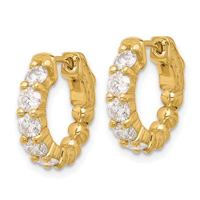 14K Round Hoop w/ Safety Clasp Diamond Earrings
