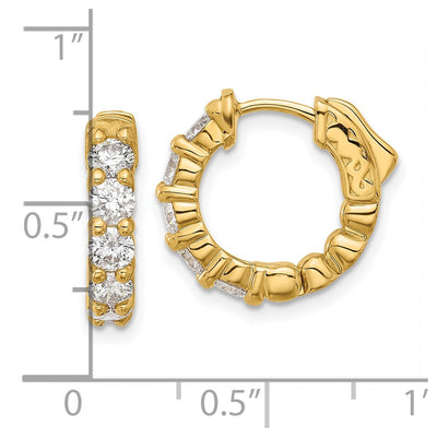 14K Round Hoop w/ Safety Clasp Diamond Earrings
