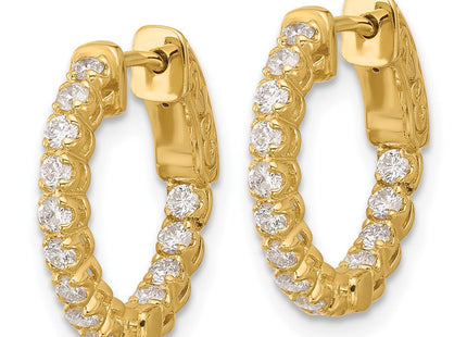14K . 28- In/Out Hoop w/ Safety Clasp Diamond Earrings (Style XE3261AA)