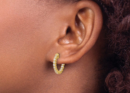 14K . 28- In/Out Hoop w/ Safety Clasp Diamond Earrings (Style XE3261AA)