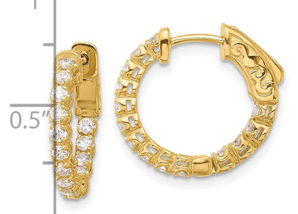 14K . 28- In/Out Hoop w/ Safety Clasp Diamond Earrings (Style XE3261AA)