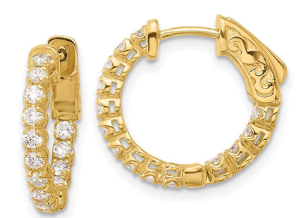 14K . 28- In/Out Hoop w/ Safety Clasp Diamond Earrings (Style XE3261AA)