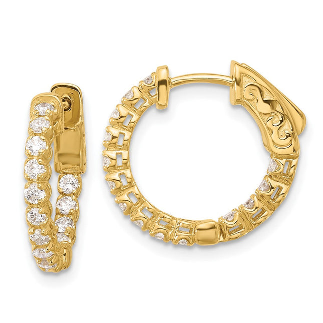 14K . 28- In/Out Hoop w/ Safety Clasp Diamond Earrings, 15.8 x 15.8mm