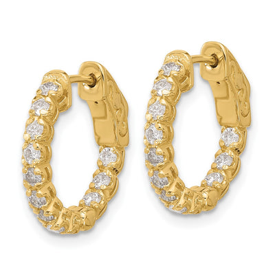 14K . In/Out Hoop w/ Safety Clasp Diamond Earrings