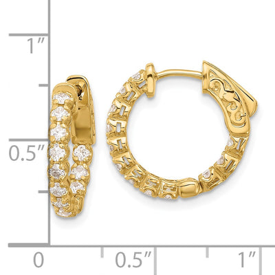 14K . In/Out Hoop w/ Safety Clasp Diamond Earrings