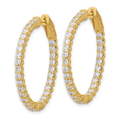 14K In/Out Oval Hoop w/ Safety Clasp Diamond Earrings