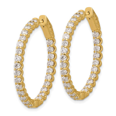 14K In/Out Oval Hoop w/ Safety Clasp Diamond Earrings
