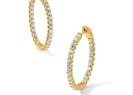 14K 3. 52- In/Out Oval Hoop w/ Safety Clasp Diamond Earrings