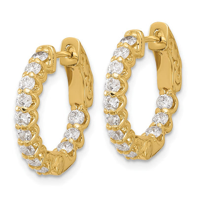 14K Round Hoop w/ Safety Clasp Diamond Earrings