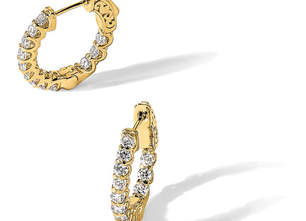 14K 1. 24- Round Hoop w/ Safety Clasp Diamond Earrings