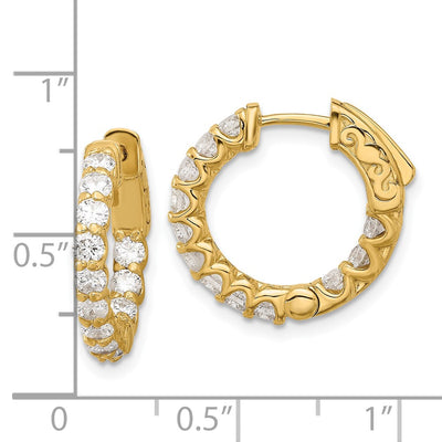 14K In/Out Hoop w/ Safety Clasp Diamond Earrings