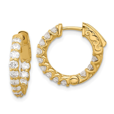 14K In/Out Hoop w/ Safety Clasp Diamond Earrings