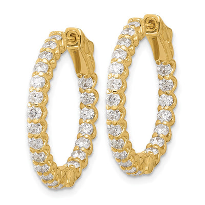14K In/Out Hoop w/ Safety Clasp Diamond Earrings