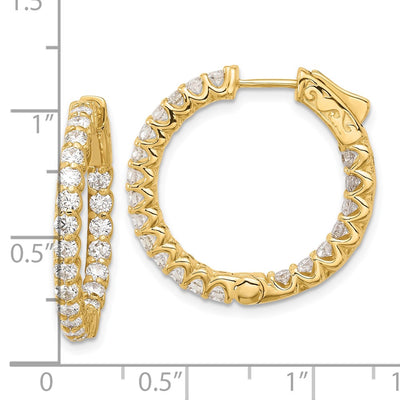 14K In/Out Hoop w/ Safety Clasp Diamond Earrings