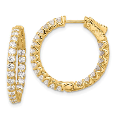 14K In/Out Hoop w/ Safety Clasp Diamond Earrings
