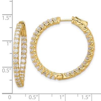 14K In/Out Hoop w/ Safety Clasp Diamond Earrings