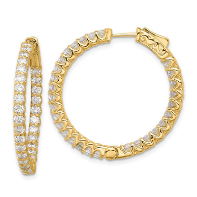 14K In/Out Hoop w/ Safety Clasp Diamond Earrings