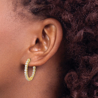 14K In/Out Hoop w/ Safety Clasp Earrings