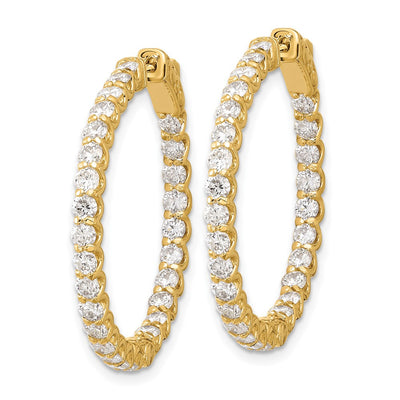 14K In/Out Hoop w/ Safety Clasp Diamond Earrings