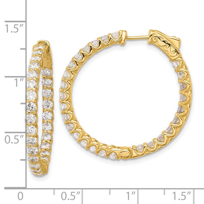 14K In/Out Hoop w/ Safety Clasp Diamond Earrings