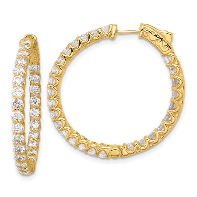 14K In/Out Hoop w/ Safety Clasp Diamond Earrings